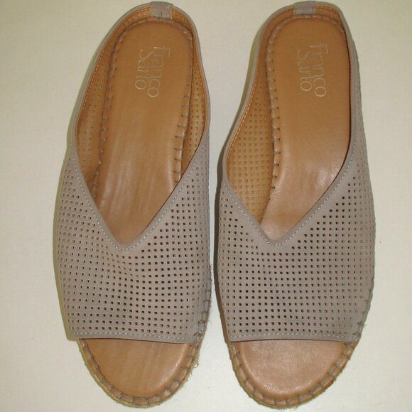 Franco Sarto Tan Laser-cut Leather 1" Platform Wedge Espadrille - Size 9.5M - Picture 4 of 9